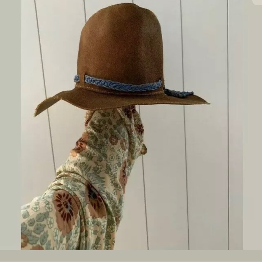 Authentic Nick Fouquet Suede & Leather Brown Hat with Signature Matchstick - Picture 4 of 7